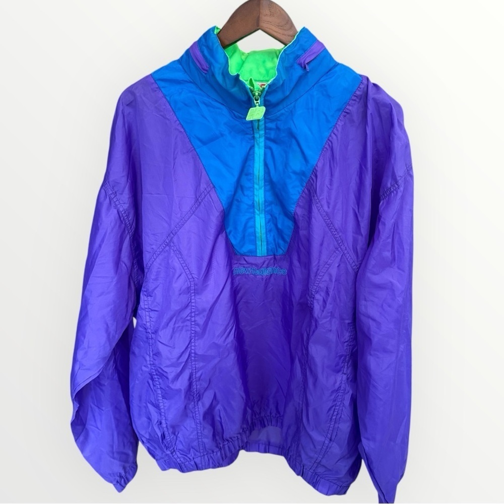Vintage 90s New Balance Colorblock Windbreaker Jacket XL Purple Blue Green